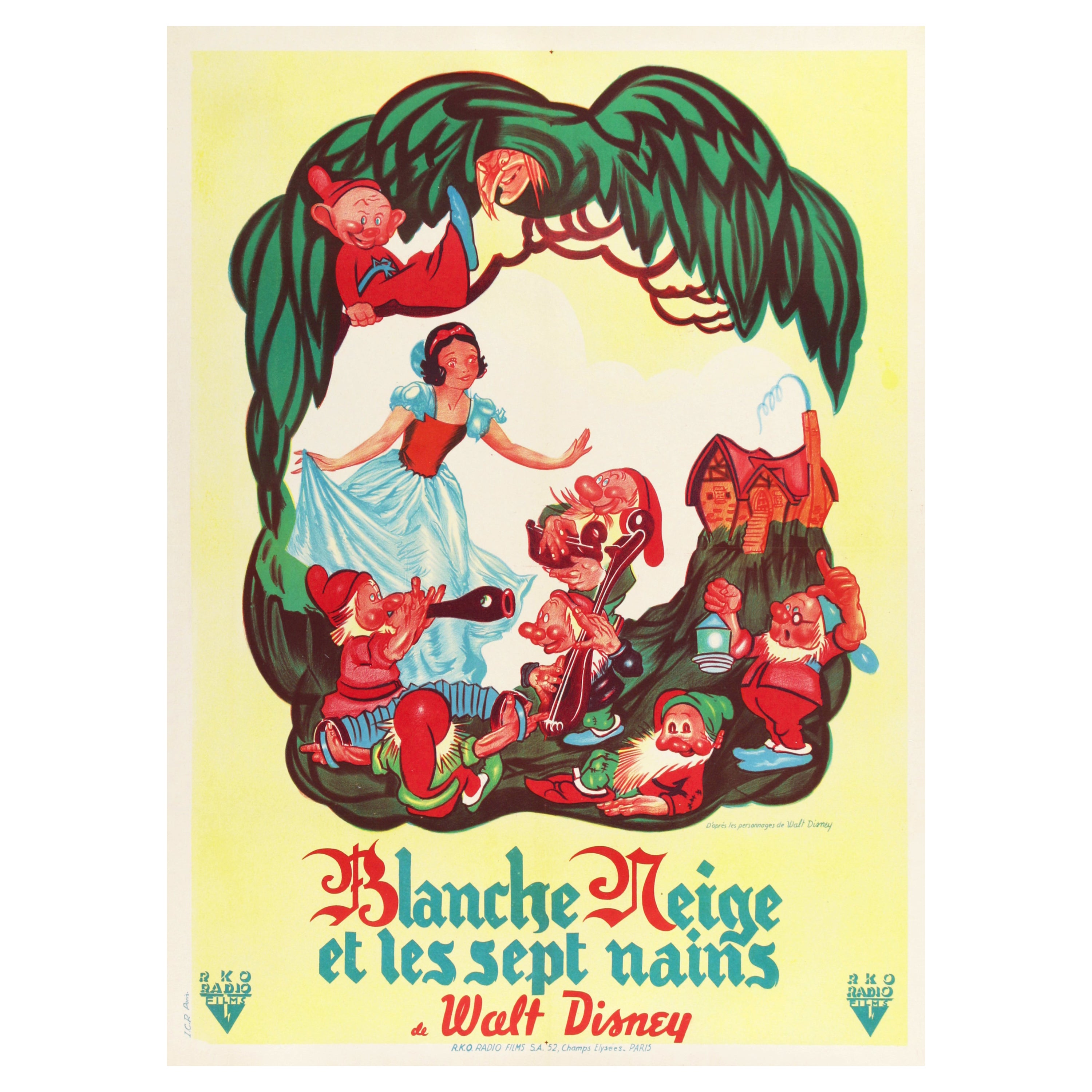 'Snow White and the Seven Dwarfs' Original Vintage Movie Poster, French, 1951 For Sale