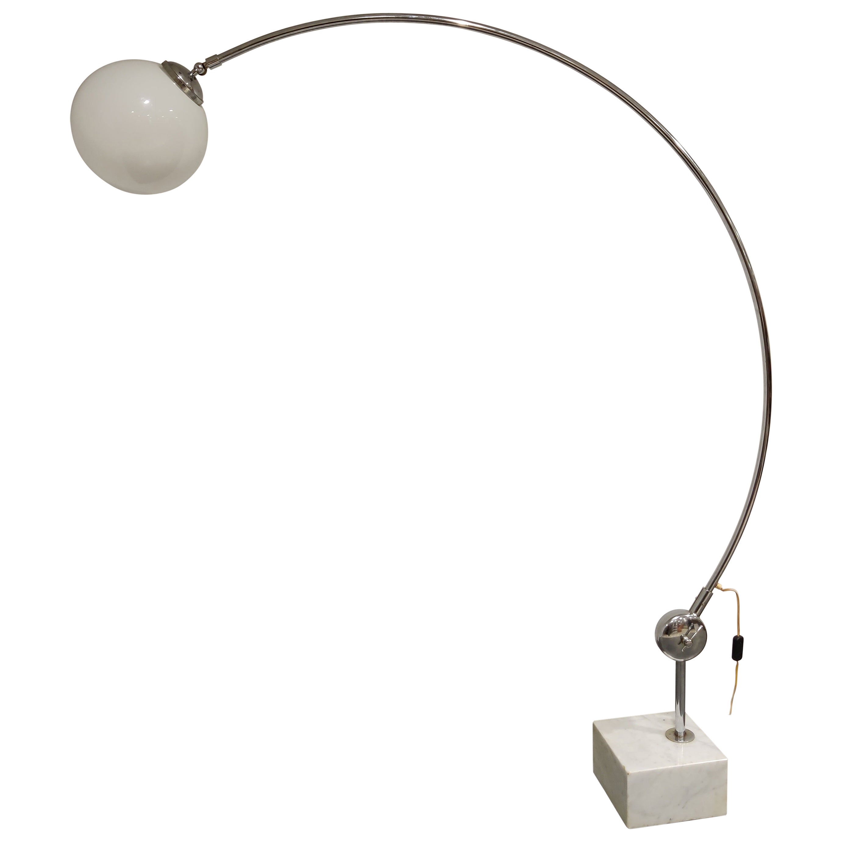 Modern Large Chrome Arching Floor Lamp with Brown Shade at 1stDibs
