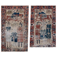 Late 19th Century Pair of Pictorial Baluch Ferdous Carpets ( 3'7" x 6'1")