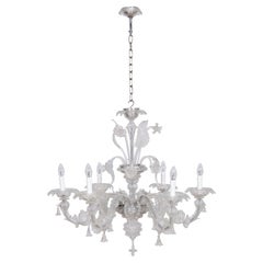 Vintage Venetian Rezzonico Chandelier in Transparent Murano Glass with 6 Lights, Italy