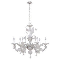 Venetian Rezzonico Chandelier in Transparent Murano Glass with 6 Lights, Italy