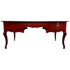  French Louis XV Style Chinoiserie Desk or Bureau Plat By Baker