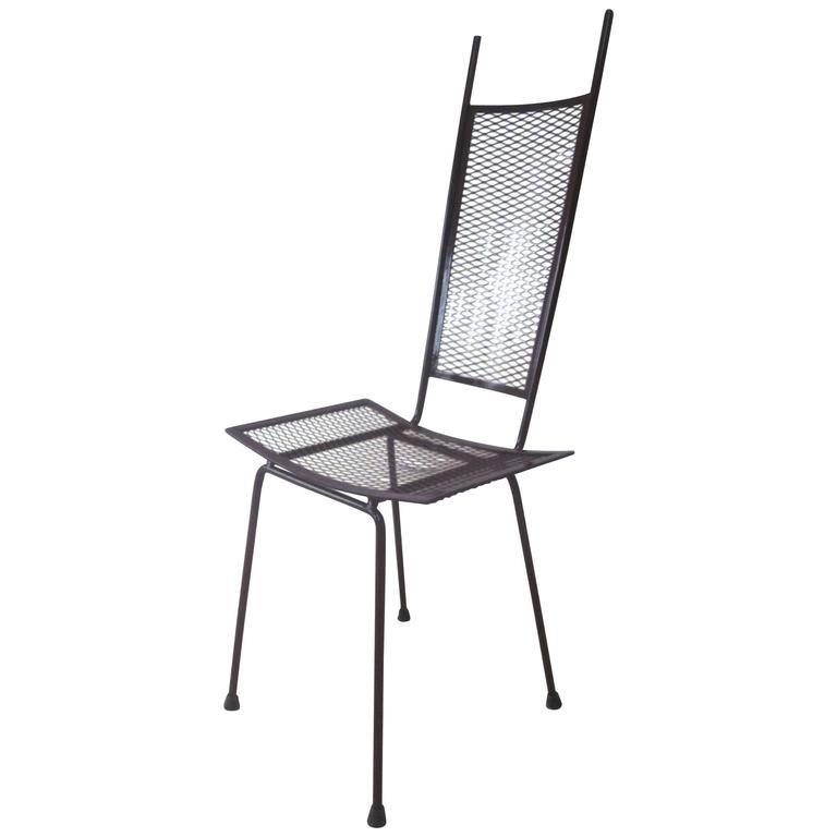 Mid-Century Modern Craftsman Transparenter Eisen-Schreibtisch / Beistellstuhl