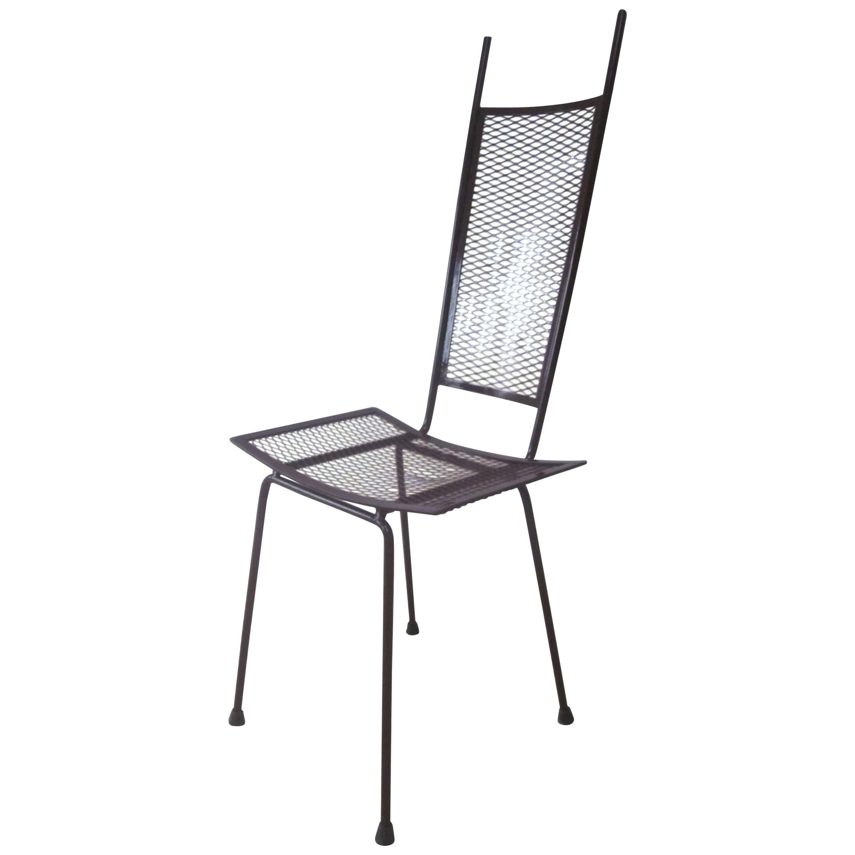 Chaise de bureau/chaise d'appoint en fer transparent de style artisanal moderne du milieu du siècle dernier