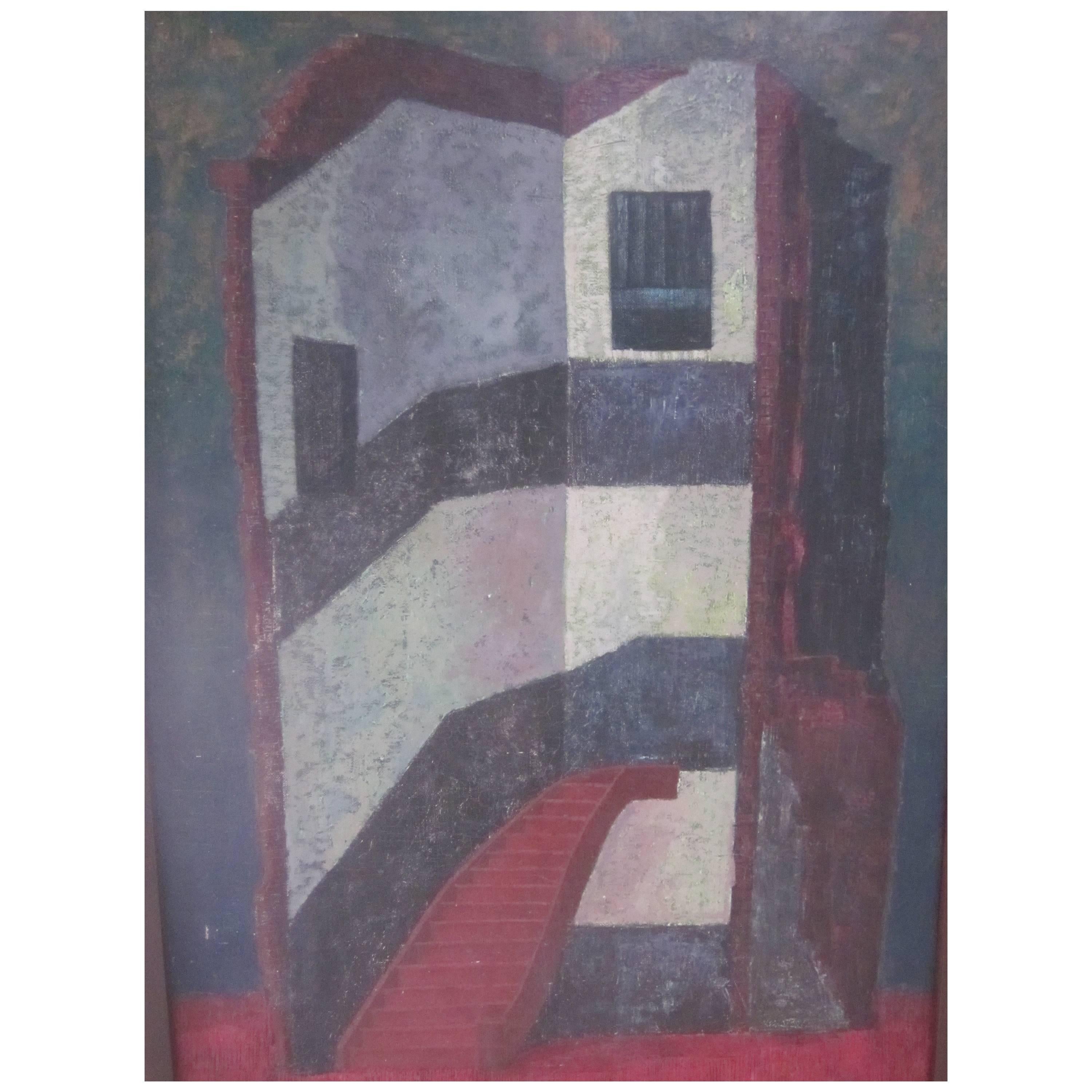 Metaphysical Painting by Roger Hullaert, Belgium, 1932-1988 For Sale