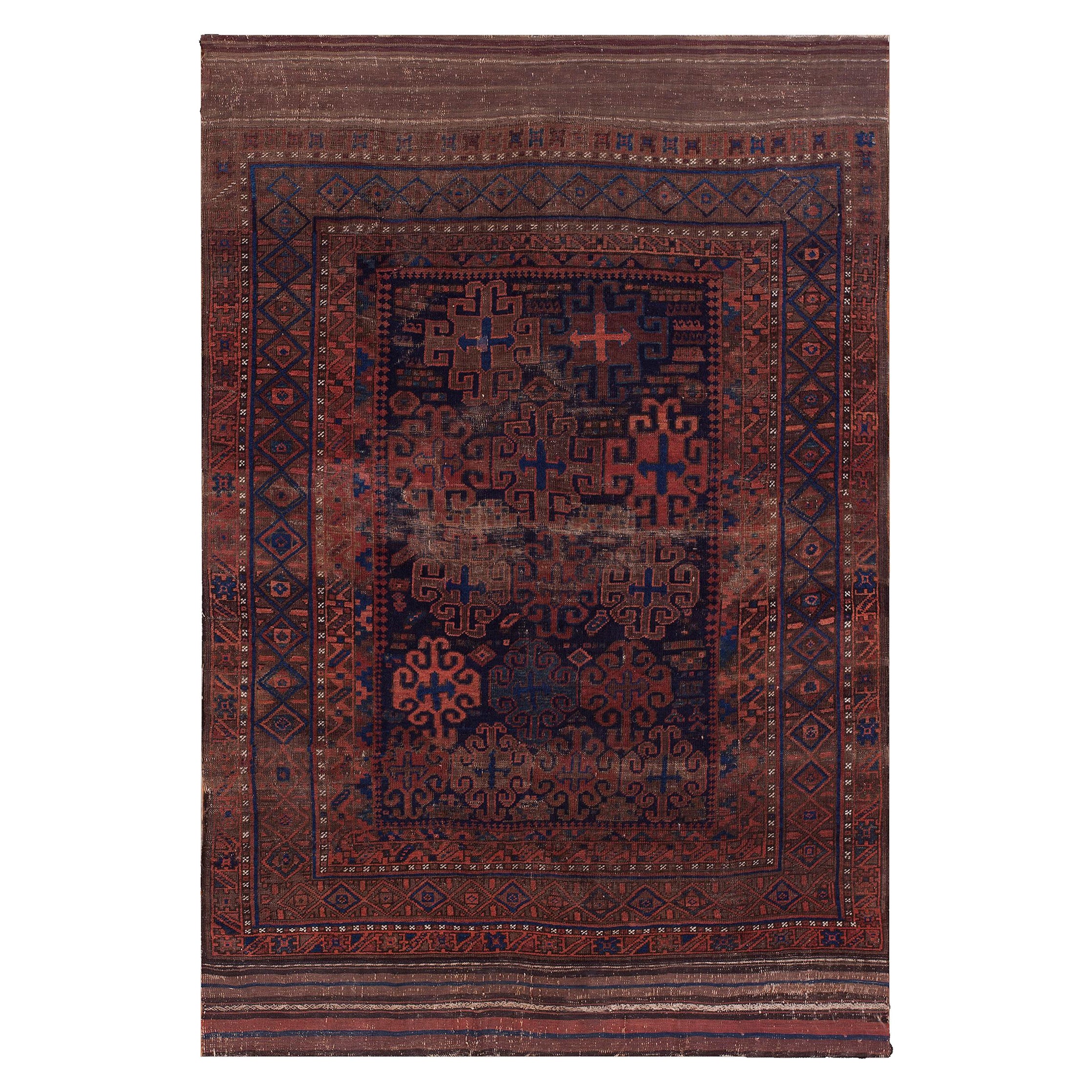 19th Century Afghan Baluch Main Carpet ( 5' x 7' - 152 x 213 cm ) For Sale