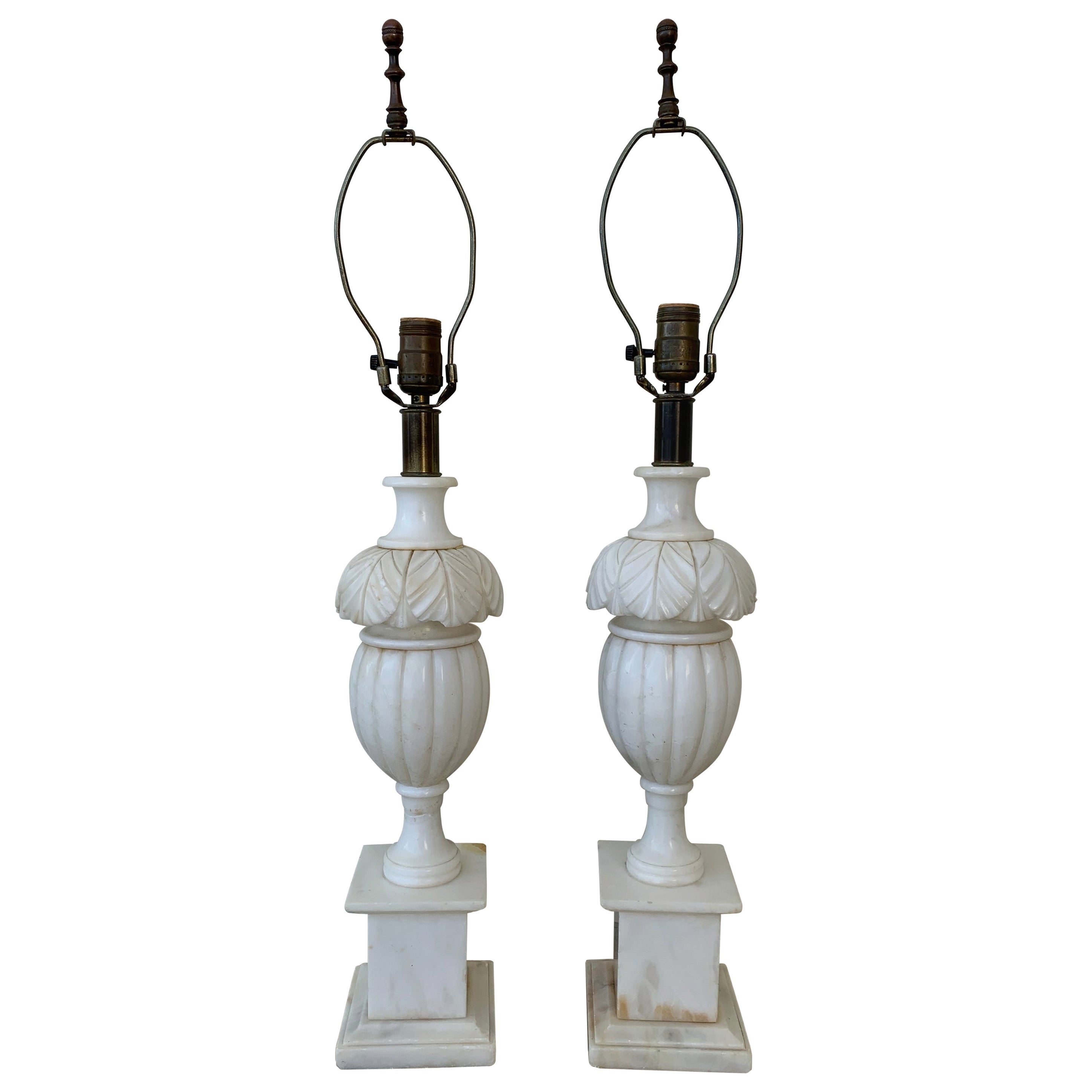 Pair of Marble Lamps For Sale at 1stDibs