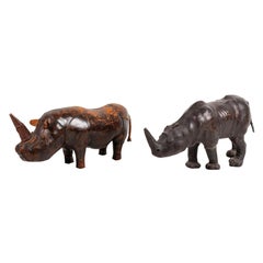 Vintage Leather Rhino Footstools by Abercrombie & Fitch, 1950s priced per item