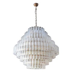 Large Custom Tiered Murano Chandelier with Clear Glass Tubes by Adesso Imports