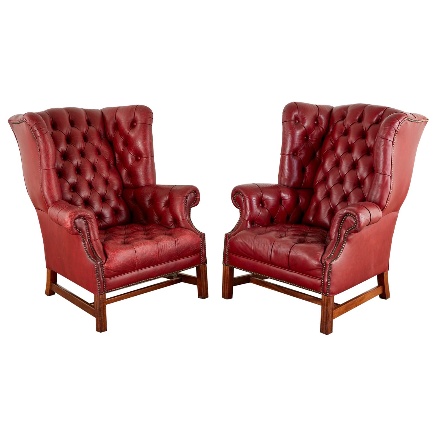 Pair of Tufted Wingback Chairs by Drexel at 1stDibs