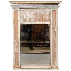 Antique Large Polychrome Painted Italian Mirror with 18th Century Elements