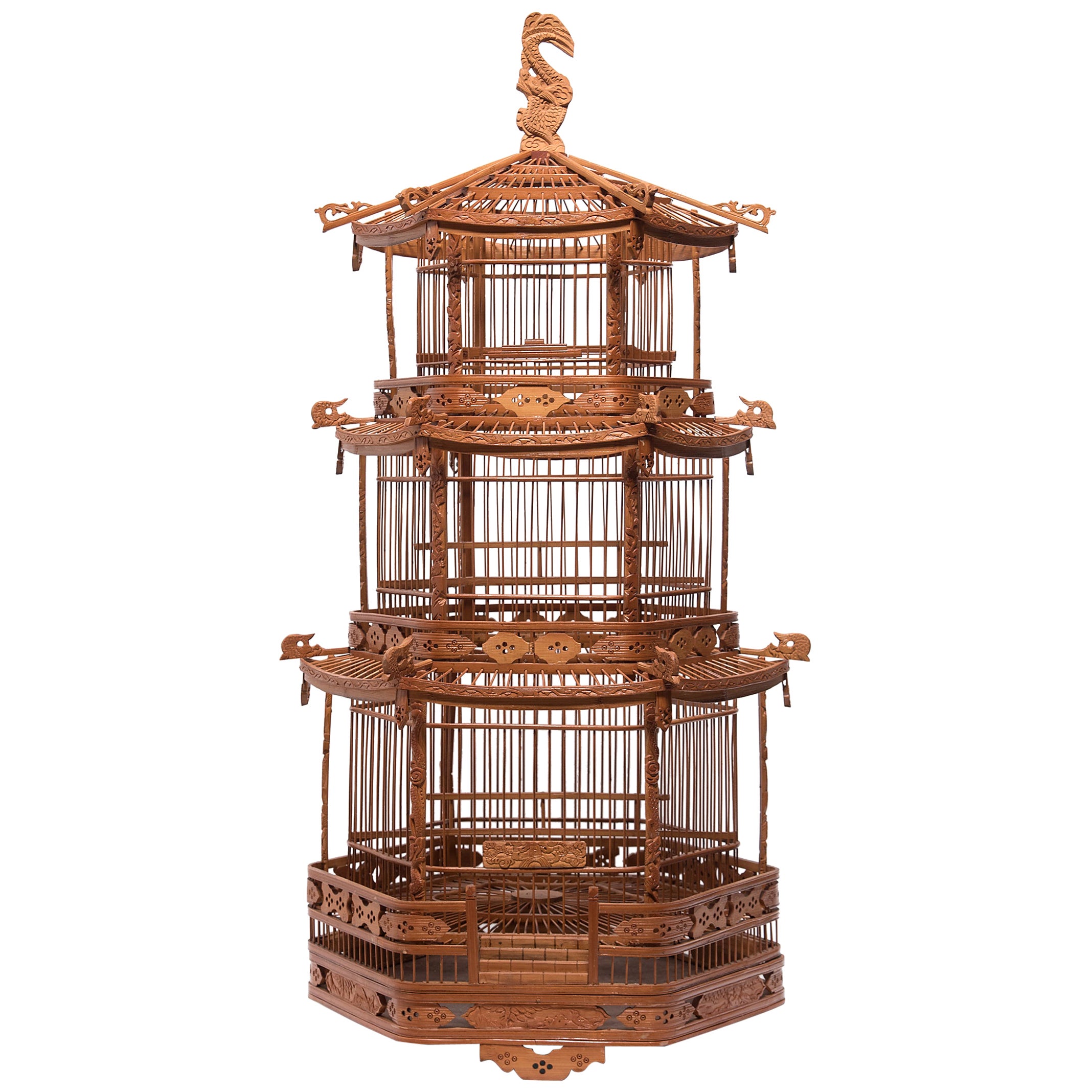 Wooden Chinese Bird Cage at 1stDibs