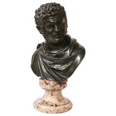 Busto romano Bronce y Mármol Gran Tour Emperador romano Caracalla, Attr; B. Boschetti