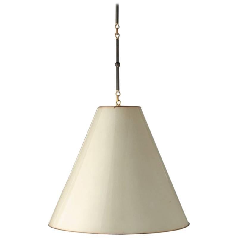 Pendant Light with Large Conical Shade For Sale