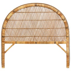 Mid-Century Modern Bamboo and Rattan Headboard Handcrafted French Riviera, 1960