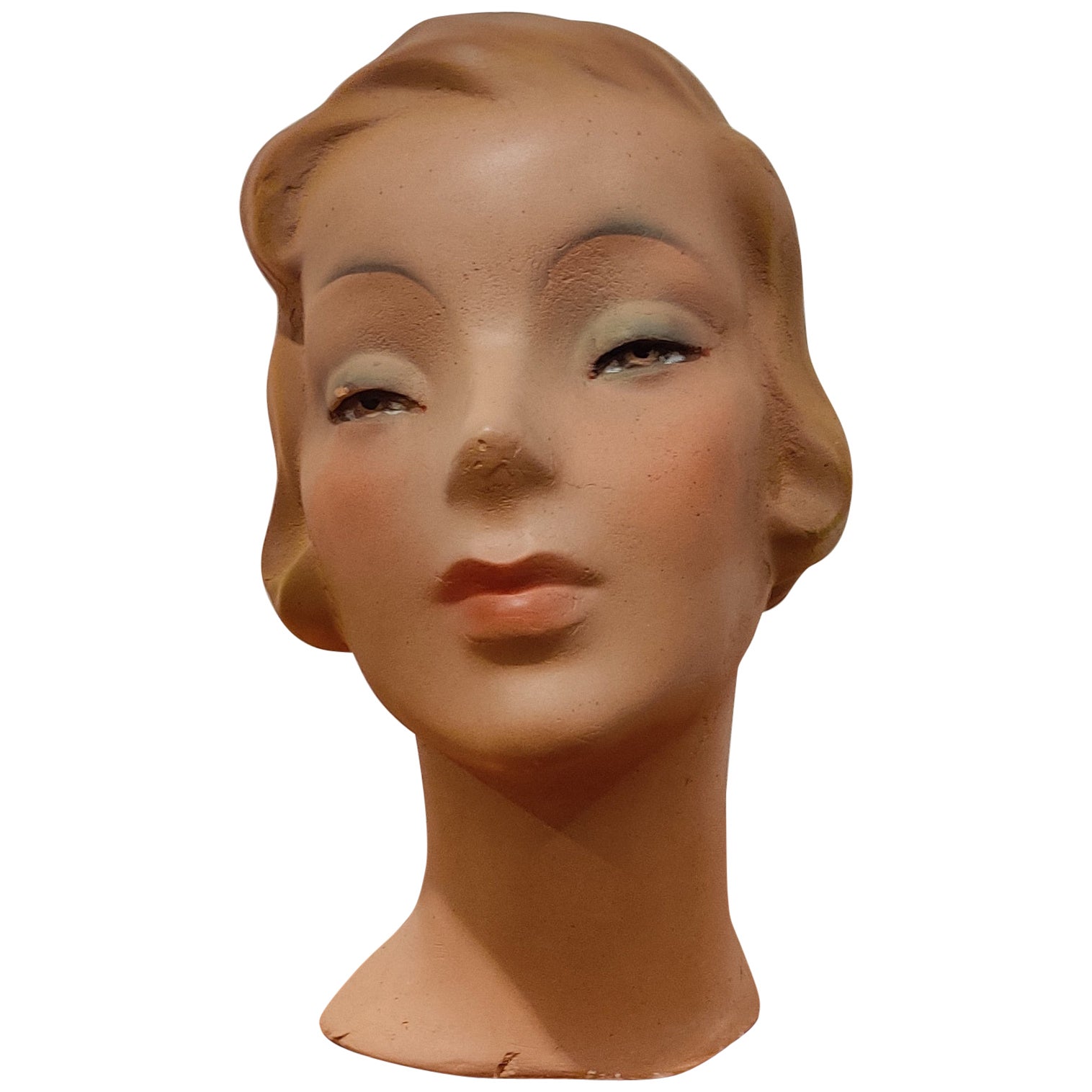 Vintage French Plaster Child Mannequin Head For Sale at 1stDibs