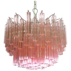 Gorgeous Murano Vintage Chandelier, 107 Pink Quadriedri