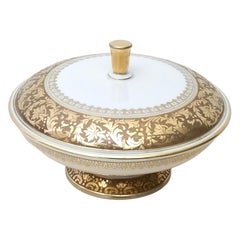 Retro White Porcelain Trinket Bowl with Gold Details by Rosenthal