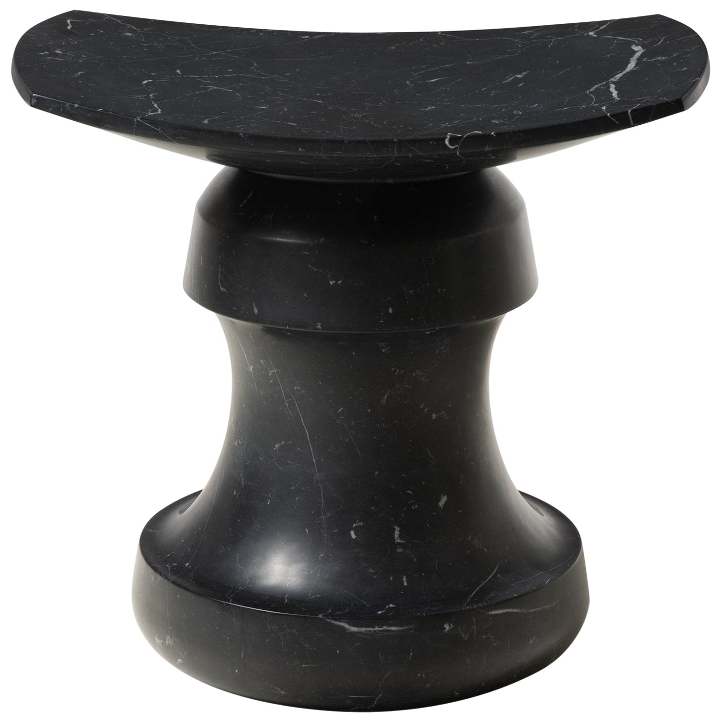Large Tribute Stool in Negro Marquina Marble For Sale at 1stDibs
