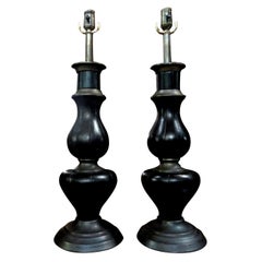 Pair of French Jacques Adnet Inspired Brass and Leather Lamps