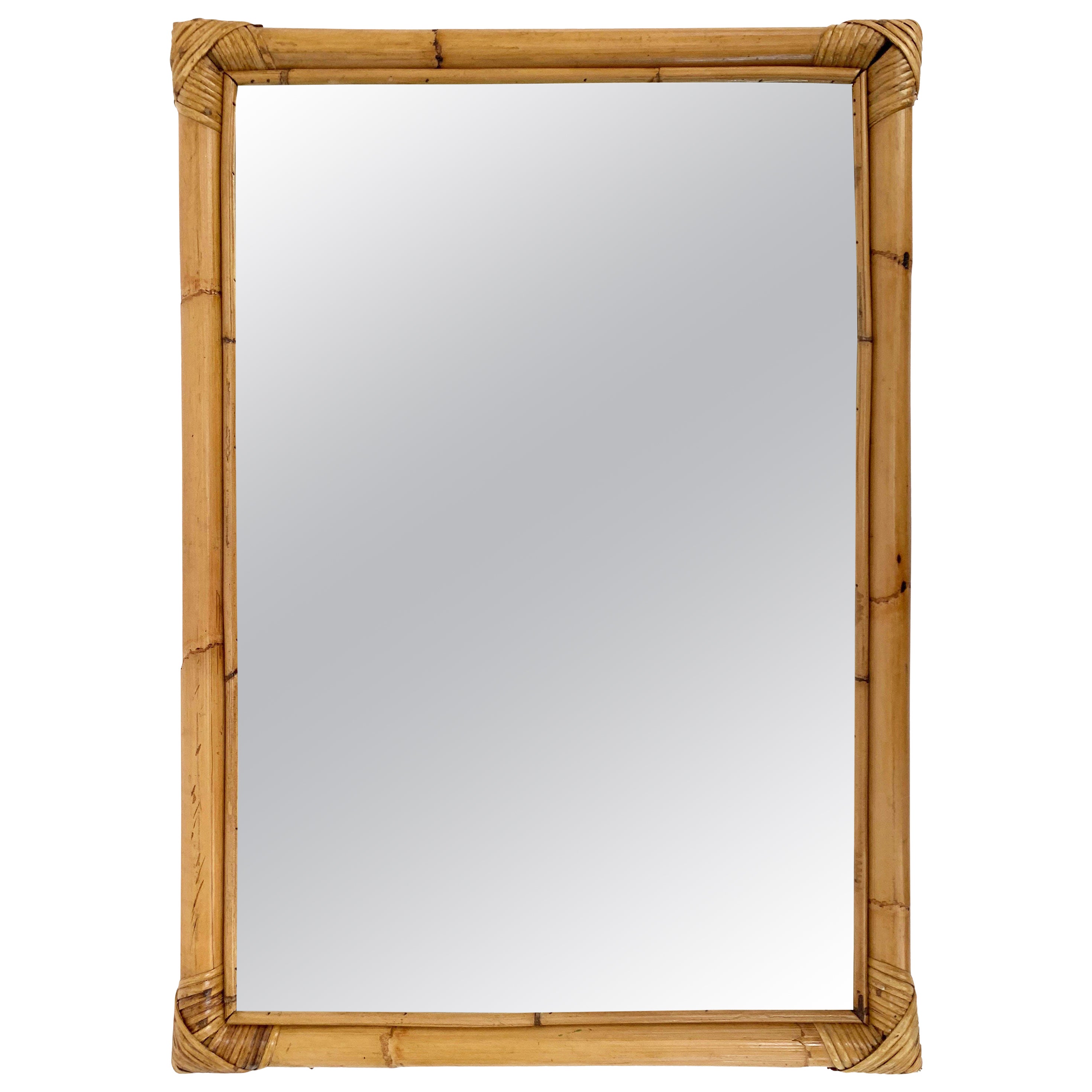 1970s Vintage Bamboo Frame Mirror at 1stDibs