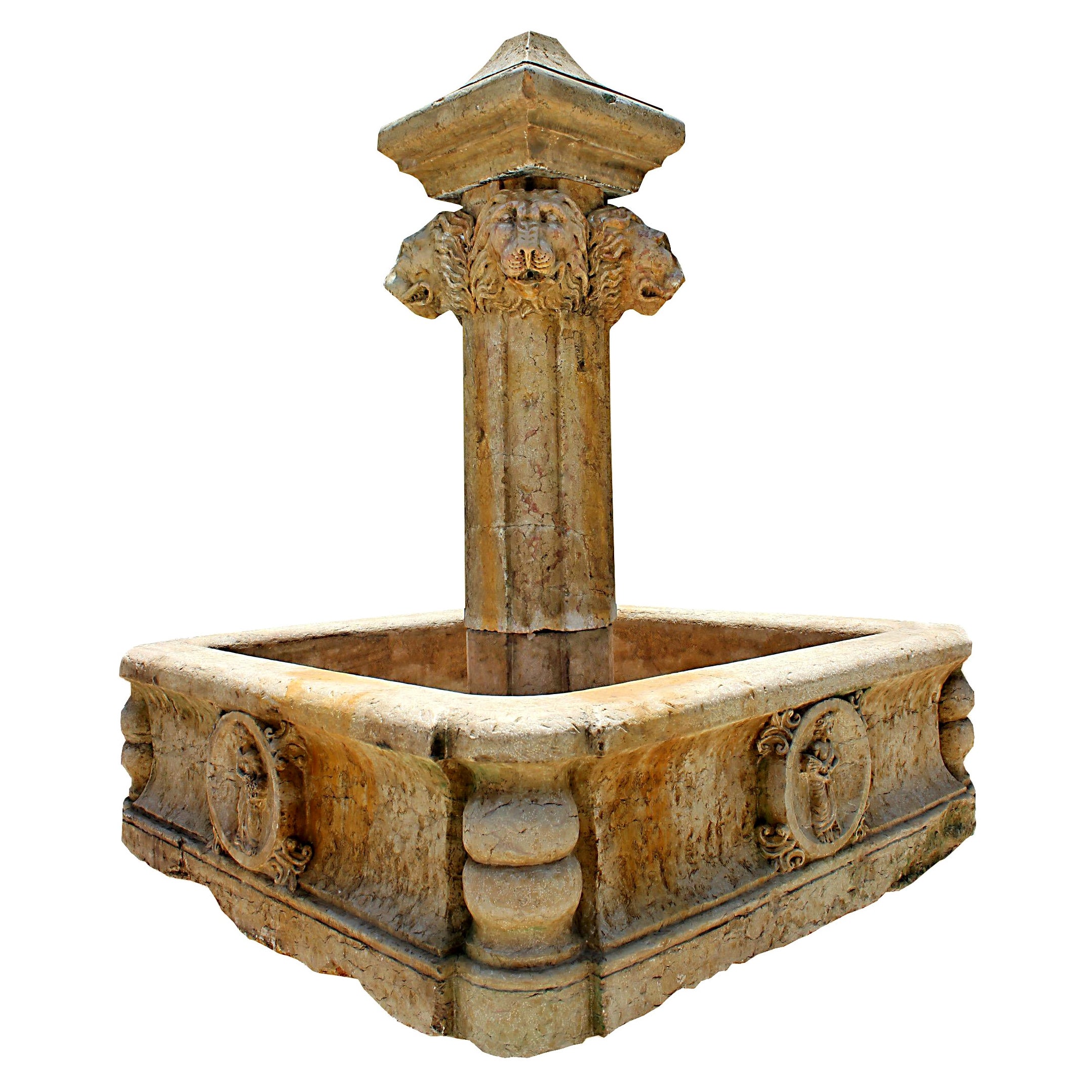 17th-18th Century Italian Medieval St. Rosso Verona Carved Marble Fountain For Sale