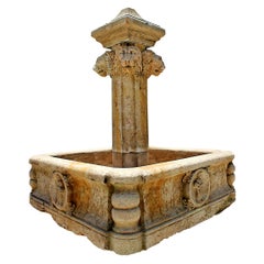 17th-18th Century Italian Medieval St. Rosso Verona Carved Marble Fountain