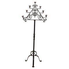 Vintage Wrought Iron Floor Lamp with 7 Lights, French, Circa 1940