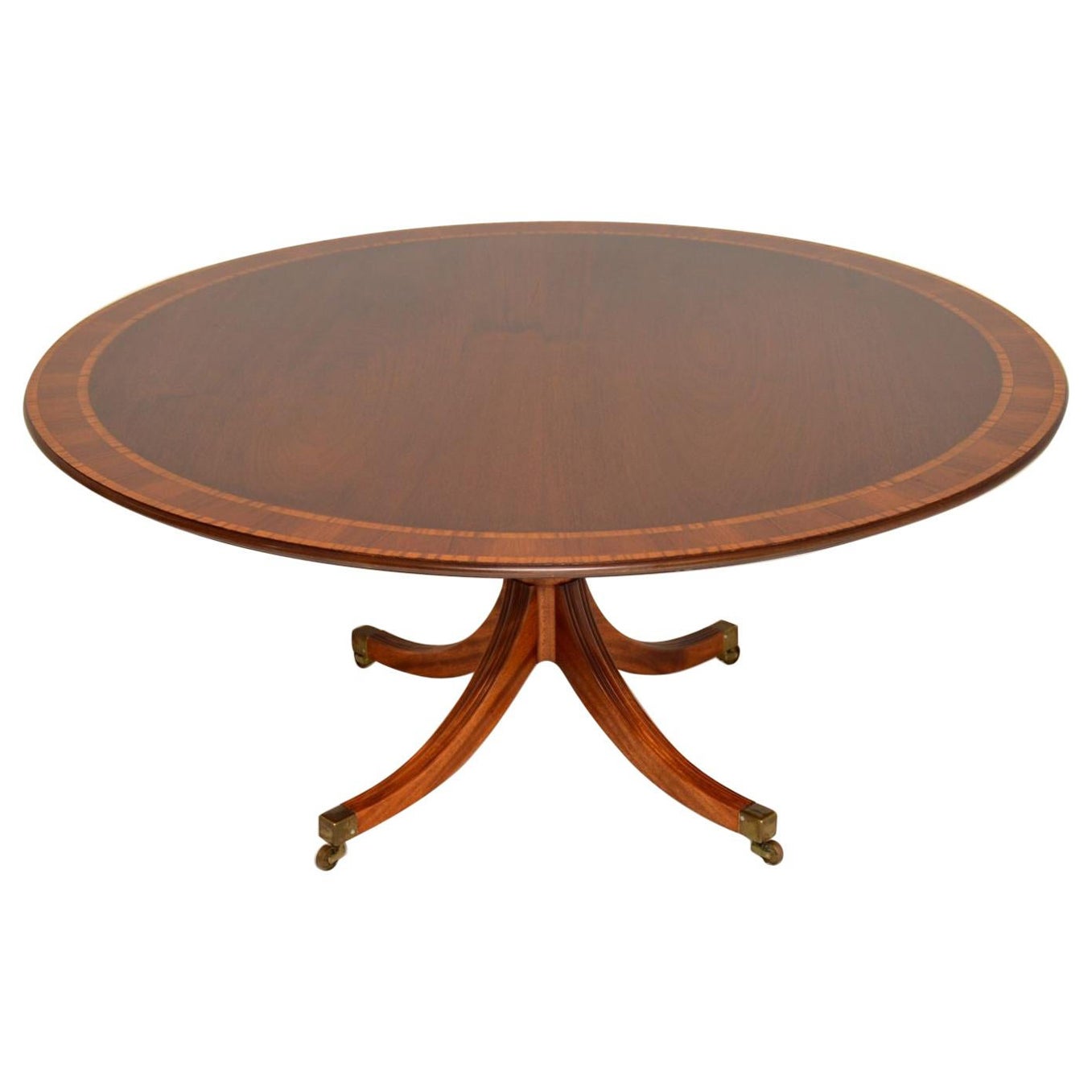 Antique Regency Style Inlaid Mahogany Tillman Dining Table