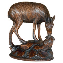19th Century Black Forest Carved Deer