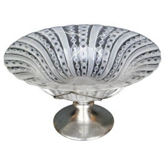 1950 Barovier e Toso "Zanfirico" Ciotola in vetro e argento italiano di Murano