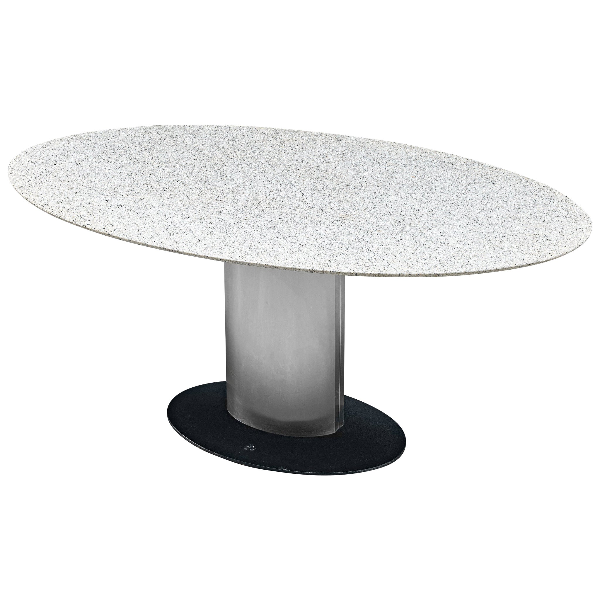 Sculptural Italian Brass And Chrome Pedestal Table With Round Glass Top