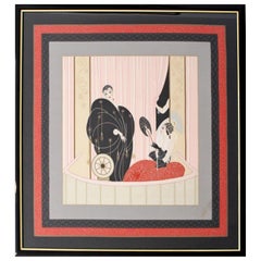 Art Deco Framed Scarf Reproduction of Erte L'Opera