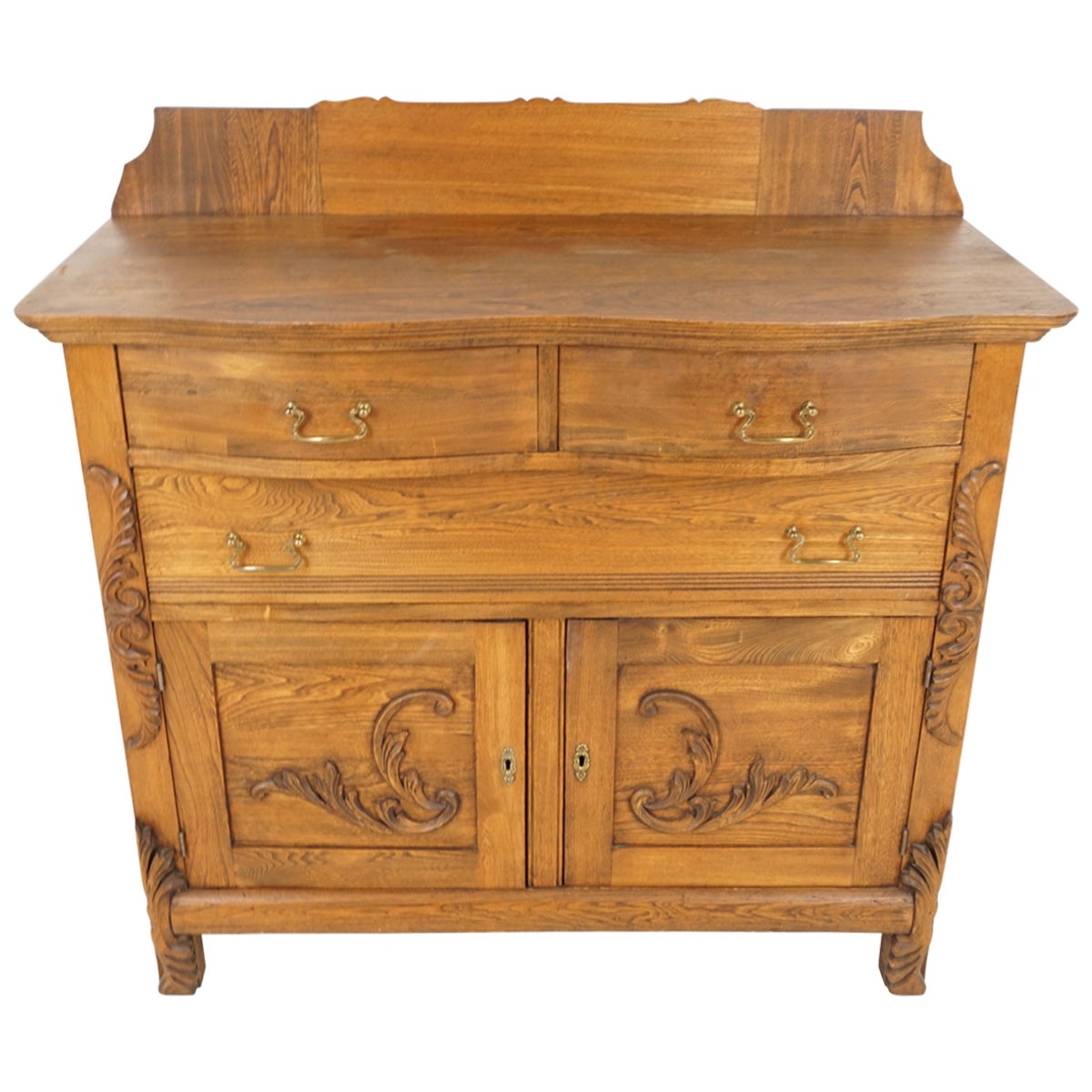 Antique Oak Sideboard, Quarter Sawn, Mirror Back Sideboard, American 1900, B2036 at 1stDibs