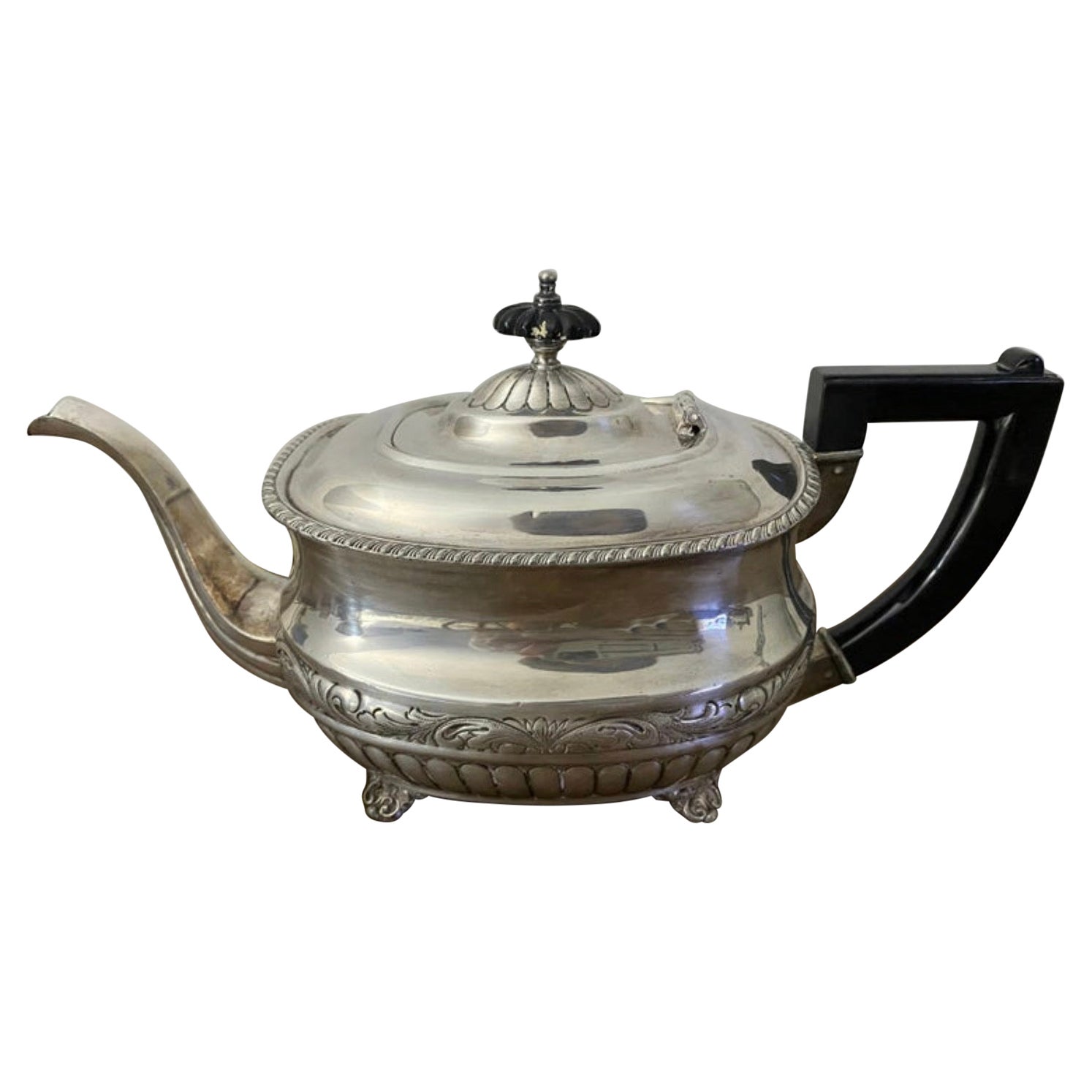 Antique English Georgian Silver Teapot For Sale