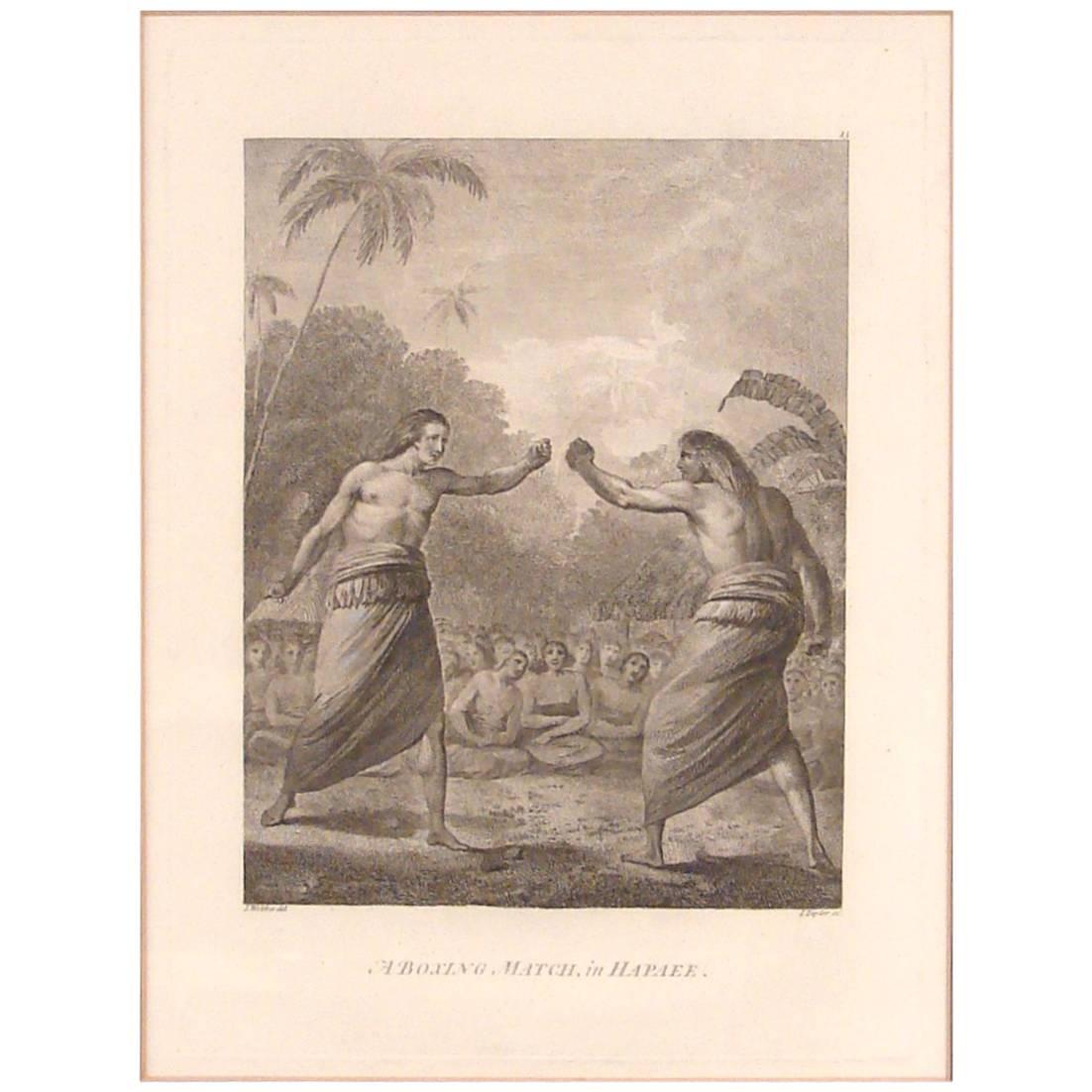 Copper Engraving "Boxing Match in Hapaee from Cook's Voyages" after John Webber For Sale