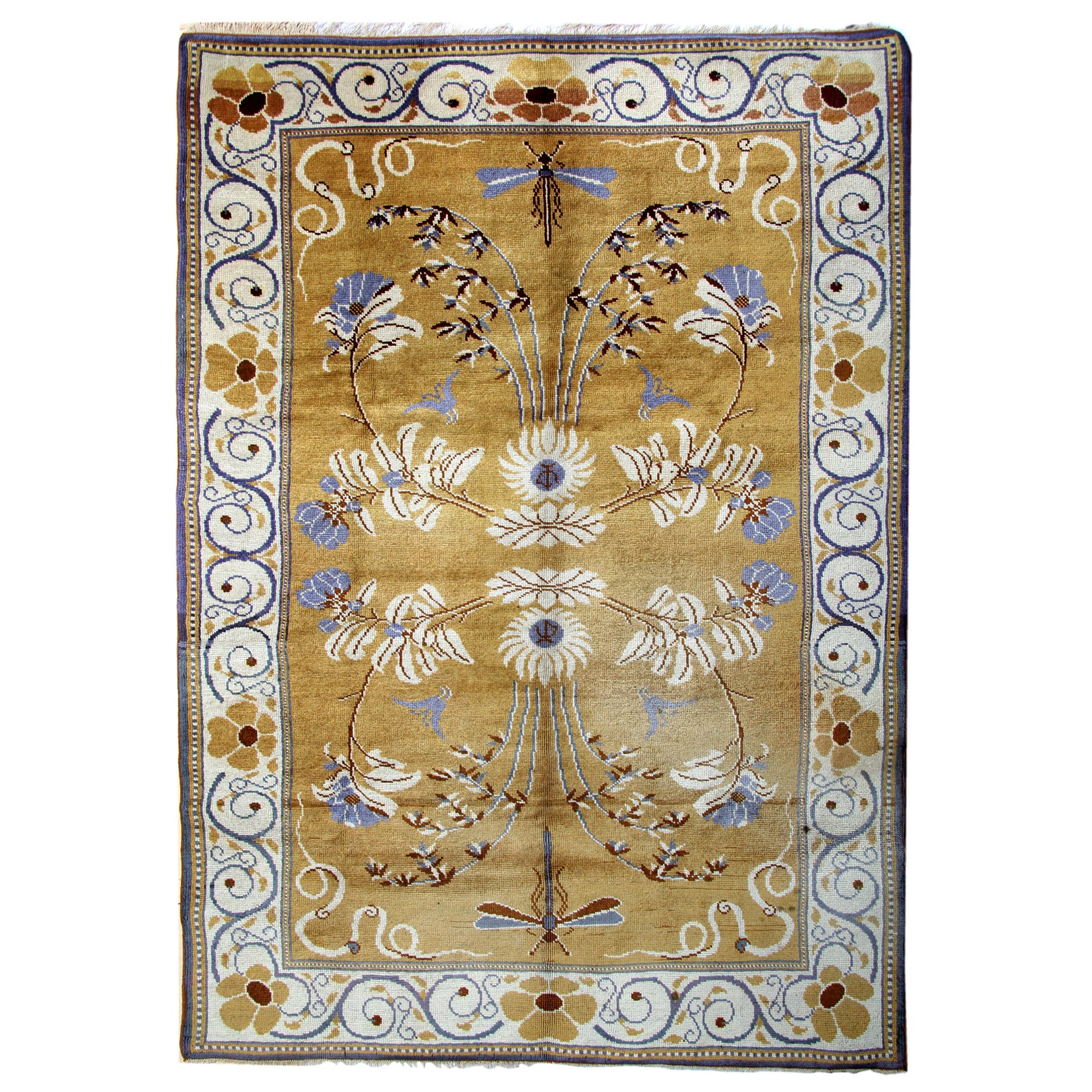 Handmade Carpet Rugs, Exceptional Antique British Axminster, Art Deco