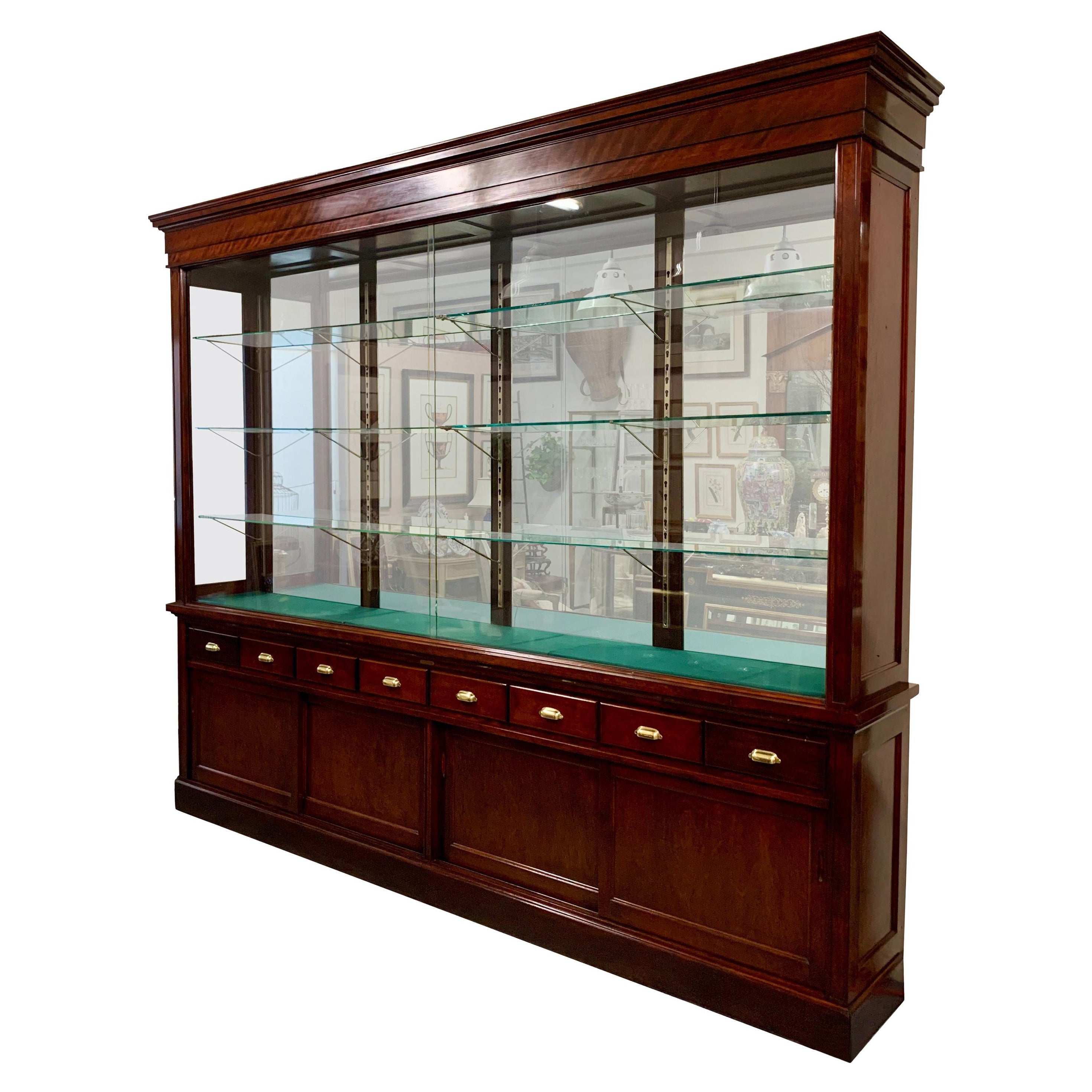 Display Cabinet-Glass, Brass & Mahogany by The Joslin Showcase Company of Boston