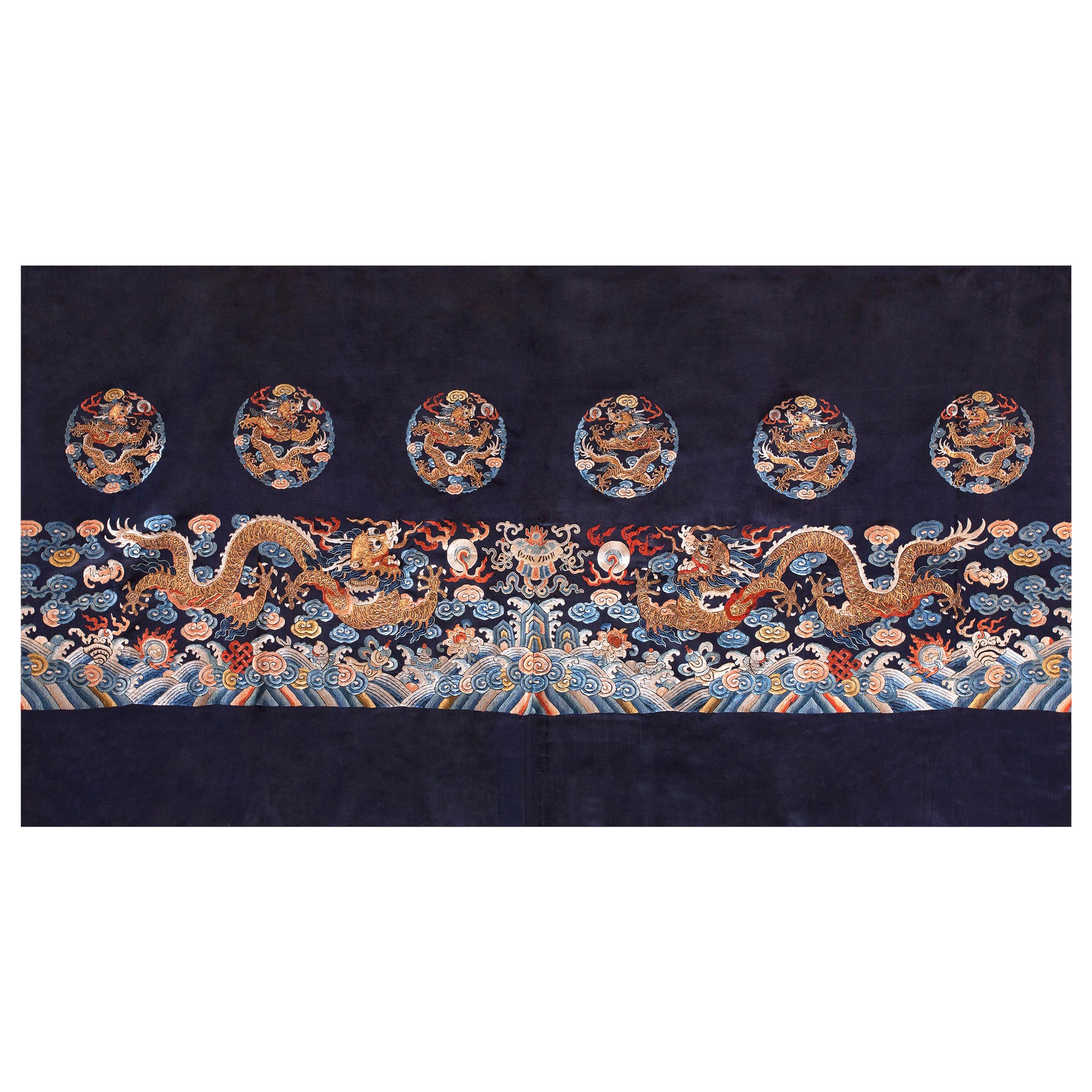 19th Century Chinese Floral Silk Metal Thread Rug For Sale at 1stDibs