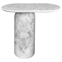 Elipse White Marble Large Side Table