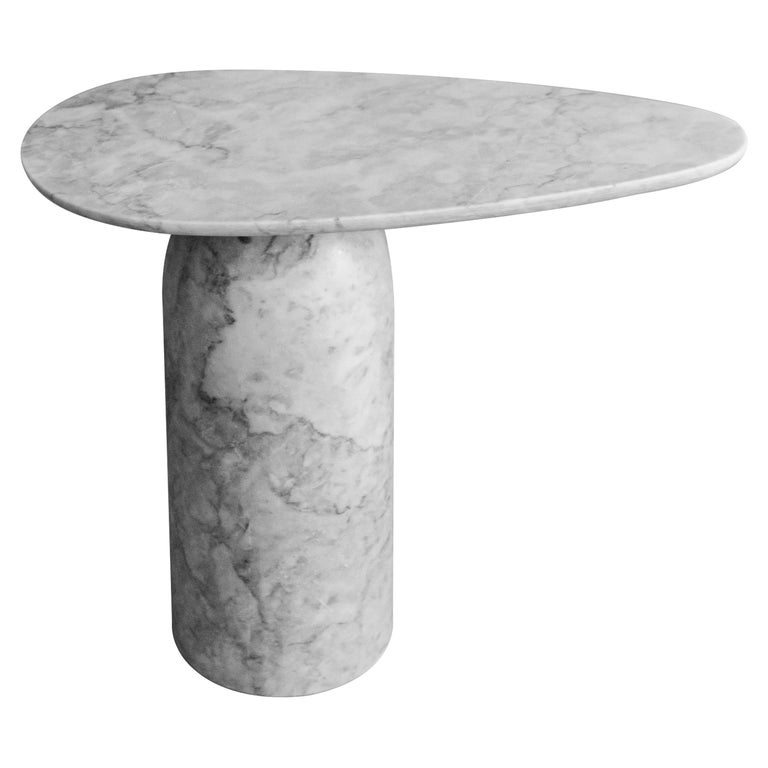 Taula White Marble Large Side Table For Sale