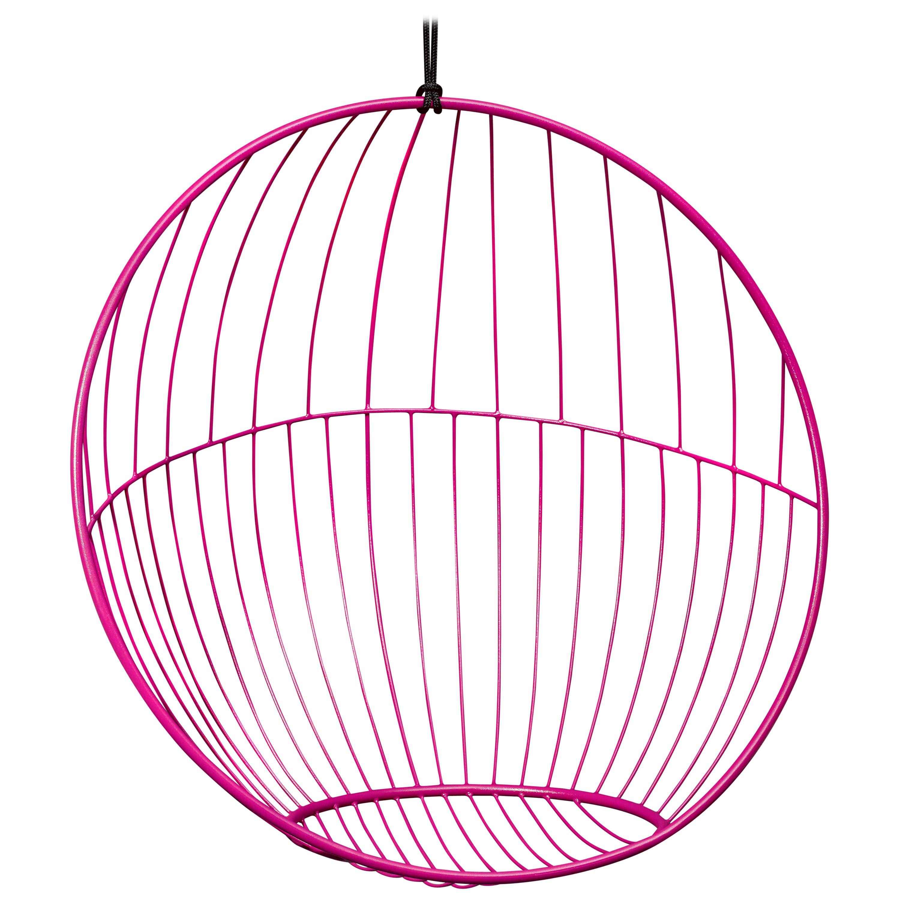 Sun Bubble Hanging Swing Chair Modern Steel In / Outdoor Pink, 21st Century For Sale