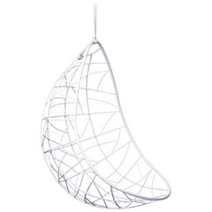 Nest Egg Hanging Swing Chair Steel Modern In/Outdoor 21st Century White Twig