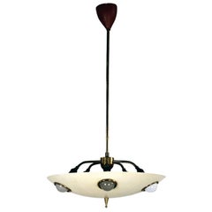 Chandelier in Lacquered Aluminum and Brass by Lumen Milano 1950s