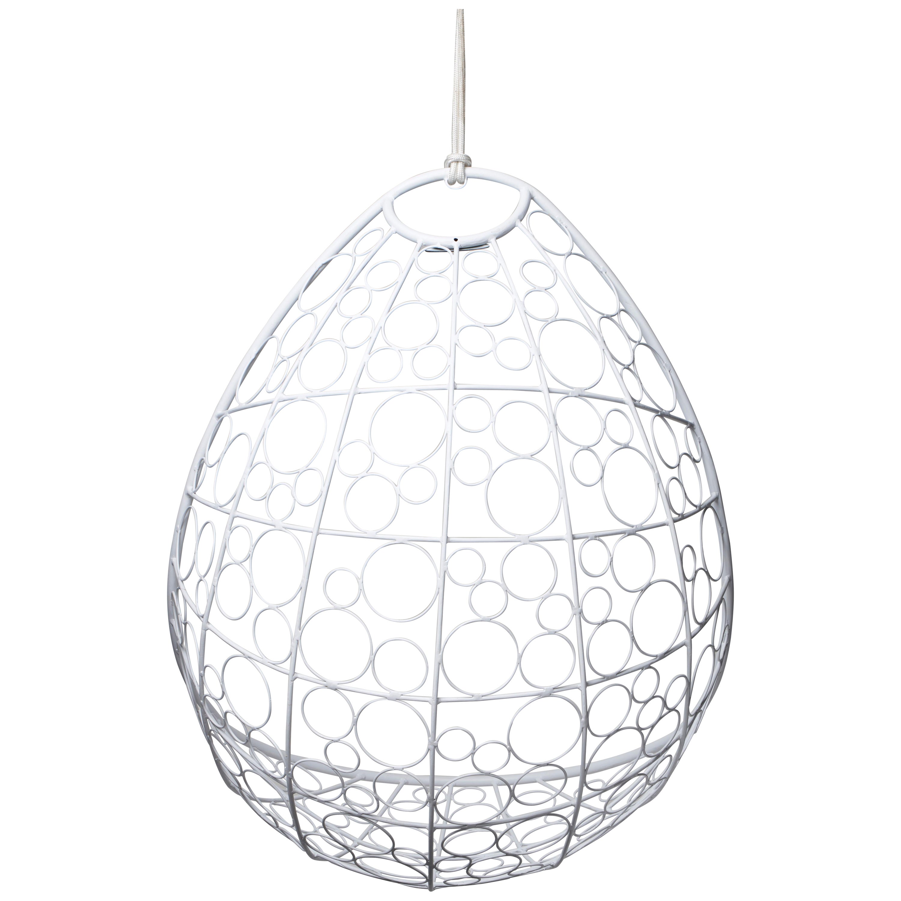 Hängesessel „Nest Egg“ aus Stahl für den Innen- und Außenbereich, 21. Jahrhundert, schwarzer Kreis/Riemen