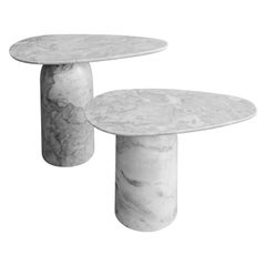 Taula White Marble Side Tables Set