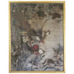 Used Chinese Hand-Painted Wallpaper of Phoenix, 18th Century