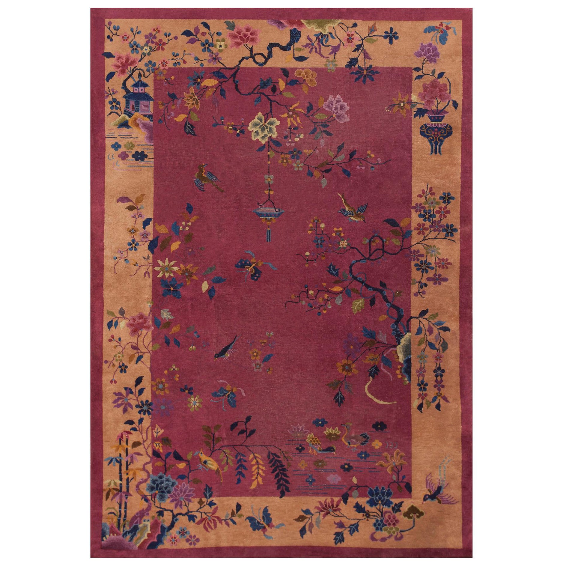1920s Chinese Art Deco Carpet ( 6' x 8'8" - 183 x 264 ) For Sale