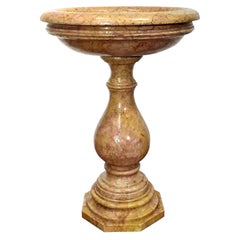 Early 20th Century Italian Carved Marble Plant Stand Pedestal with Swivel Bowl