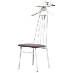 Chaise de chambre ou de maître du milieu du siècle dernier en bois peint en blanc avec assise en velours gris